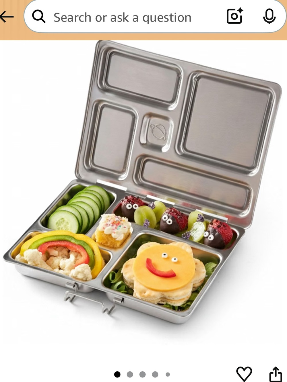 Stainless Steel Divided Lunchbox - Silver Compartment Meal Organizer
